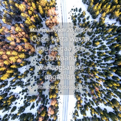 Picture 04 - Maahmaahyadii 20:18 SOM - Qasdi kasta waxaa lagu taagaa talo, Oo waano - Bible Verse Picture