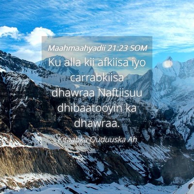 Picture 04 - Maahmaahyadii 21:23 SOM - Ku alla kii afkiisa iyo carrabkiisa dhawraa - Bible Verse Picture