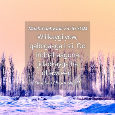 Picture 04 - Maahmaahyadii 23:26 SOM - Wiilkaygiiyow, qalbigaaga i sii, Oo indhahaaguna - Bible Verse Picture