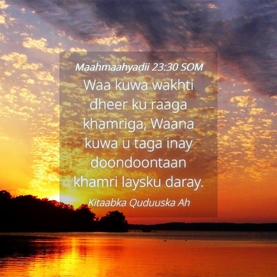 Picture 04 - Maahmaahyadii 23:30 SOM - Waa kuwa wakhti dheer ku raaga khamriga, Waana - Bible Verse Picture
