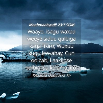Picture 04 - Maahmaahyadii 23:7 SOM - Waayo, isagu waxaa weeye siduu qalbiga kaga - Bible Verse Picture