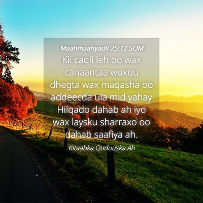 Picture 04 - Maahmaahyadii 25:12 SOM - Kii caqli leh oo wax canaantaa wuxuu dhegta wax - Bible Verse Picture