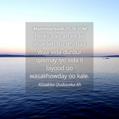 Picture 04 - Maahmaahyadii 25:26 SOM - Ninkii xaq ah ee kii shar leh isu dhiibaa Waa - Bible Verse Picture
