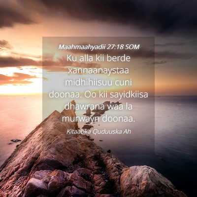 Picture 04 - Maahmaahyadii 27:18 SOM - Ku alla kii berde xannaanaystaa midhihiisuu cuni - Bible Verse Picture