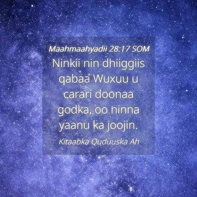 Picture 04 - Maahmaahyadii 28:17 SOM - Ninkii nin dhiiggiis qabaa Wuxuu u carari doonaa - Bible Verse Picture