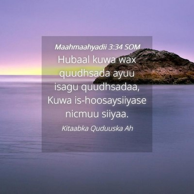 Picture 04 - Maahmaahyadii 3:34 SOM - Hubaal kuwa wax quudhsada ayuu isagu quudhsadaa, - Bible Verse Picture