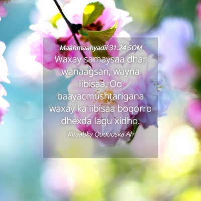 Picture 04 - Maahmaahyadii 31:24 SOM - Waxay samaysaa dhar wanaagsan, wayna iibisaa, Oo - Bible Verse Picture