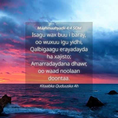 Picture 04 - Maahmaahyadii 4:4 SOM - Isagu wax buu i baray, oo wuxuu igu yidhi, - Bible Verse Picture