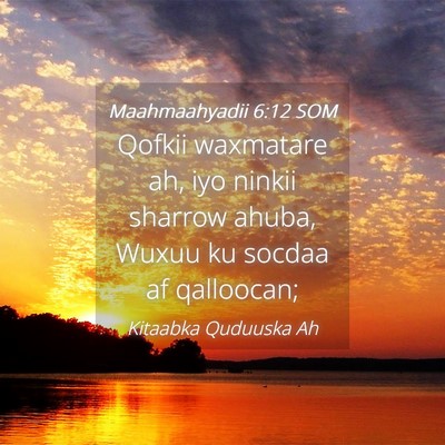 Picture 04 - Maahmaahyadii 6:12 SOM - Qofkii waxmatare ah, iyo ninkii sharrow ahuba, - Bible Verse Picture