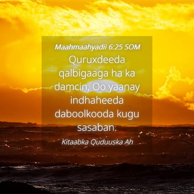 Picture 04 - Maahmaahyadii 6:25 SOM - Quruxdeeda qalbigaaga ha ka damcin, Oo yaanay - Bible Verse Picture