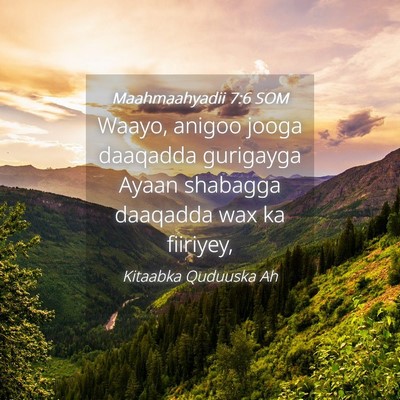 Picture 04 - Maahmaahyadii 7:6 SOM - Waayo, anigoo jooga daaqadda gurigayga Ayaan - Bible Verse Picture