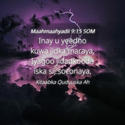 Picture 04 - Maahmaahyadii 9:15 SOM - Inay u yeedho kuwa jidka maraya, Iyagoo - Bible Verse Picture