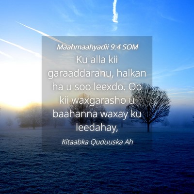 Picture 04 - Maahmaahyadii 9:4 SOM - Ku alla kii garaaddaranu, halkan ha u soo leexdo. - Bible Verse Picture