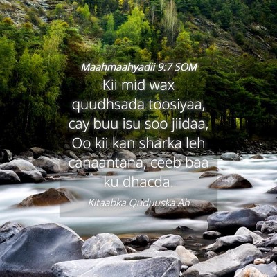 Picture 04 - Maahmaahyadii 9:7 SOM - Kii mid wax quudhsada toosiyaa, cay buu isu soo - Bible Verse Picture