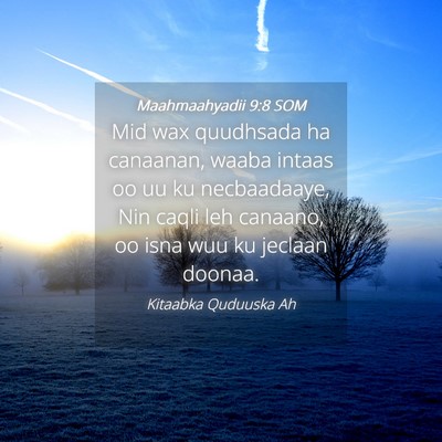 Picture 04 - Maahmaahyadii 9:8 SOM - Mid wax quudhsada ha canaanan, waaba intaas oo uu - Bible Verse Picture