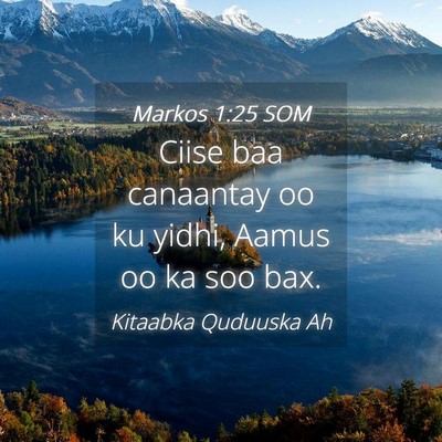 Picture 04 - Markos 1:25 SOM - Ciise baa canaantay oo ku yidhi, Aamus oo ka soo - Bible Verse Picture