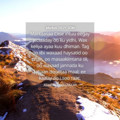 Picture 04 - Markos 10:21 SOM - Markaasaa Ciise intuu eegay jeclaaday oo ku - Bible Verse Picture