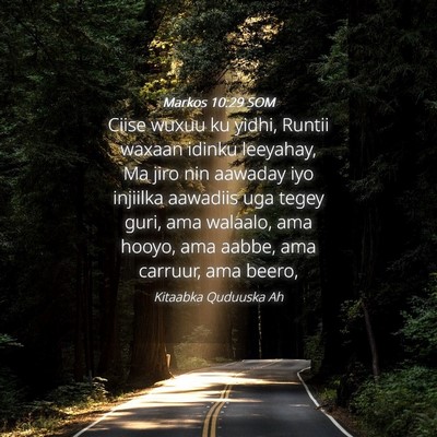 Picture 04 - Markos 10:29 SOM - Ciise wuxuu ku yidhi, Runtii waxaan idinku - Bible Verse Picture