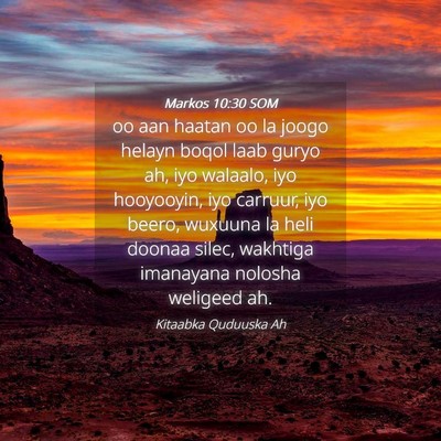 Picture 04 - Markos 10:30 SOM - oo aan haatan oo la joogo helayn boqol laab guryo - Bible Verse Picture