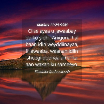 Picture 04 - Markos 11:29 SOM - Ciise ayaa u jawaabay oo ku yidhi, Aniguna hal - Bible Verse Picture