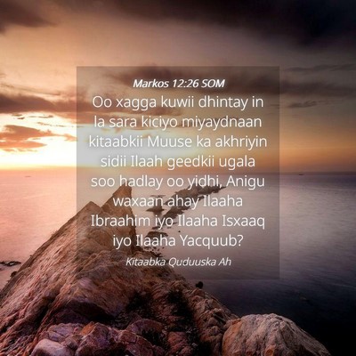 Picture 04 - Markos 12:26 SOM - Oo xagga kuwii dhintay in la sara kiciyo - Bible Verse Picture