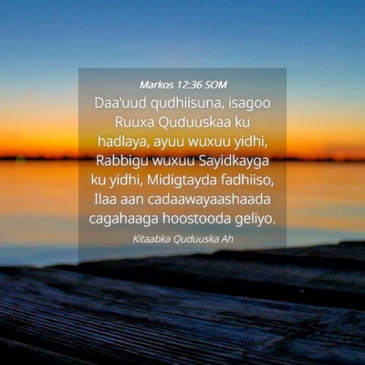 Picture 04 - Markos 12:36 SOM - Daa'uud qudhiisuna, isagoo Ruuxa Quduuskaa ku - Bible Verse Picture