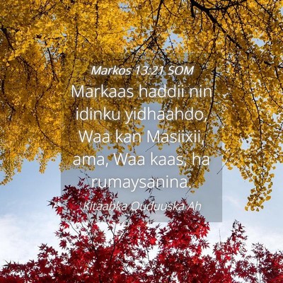 Picture 04 - Markos 13:21 SOM - Markaas haddii nin idinku yidhaahdo, Waa kan - Bible Verse Picture