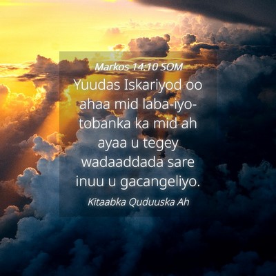Picture 04 - Markos 14:10 SOM - Yuudas Iskariyod oo ahaa mid laba-iyo-tobanka ka - Bible Verse Picture