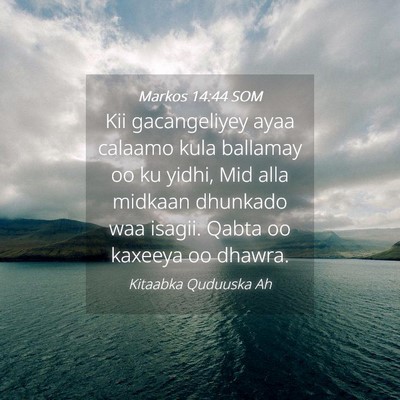 Picture 04 - Markos 14:44 SOM - Kii gacangeliyey ayaa calaamo kula ballamay oo ku - Bible Verse Picture