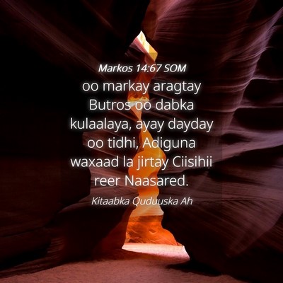 Picture 04 - Markos 14:67 SOM - oo markay aragtay Butros oo dabka kulaalaya, ayay - Bible Verse Picture