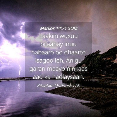 Picture 04 - Markos 14:71 SOM - Laakiin wuxuu bilaabay inuu habaaro oo dhaarto - Bible Verse Picture