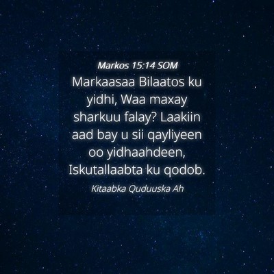 Picture 04 - Markos 15:14 SOM - Markaasaa Bilaatos ku yidhi, Waa maxay sharkuu - Bible Verse Picture