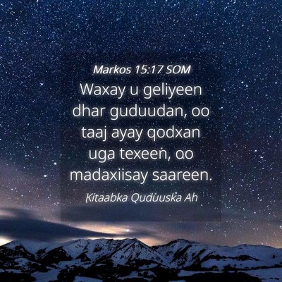 Picture 04 - Markos 15:17 SOM - Waxay u geliyeen dhar guduudan, oo taaj ayay - Bible Verse Picture