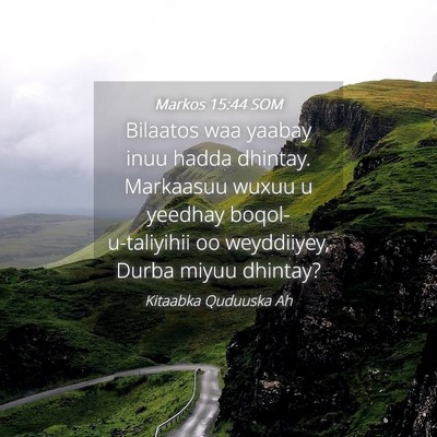 Picture 04 - Markos 15:44 SOM - Bilaatos waa yaabay inuu hadda dhintay. Markaasuu - Bible Verse Picture