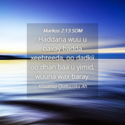 Picture 04 - Markos 2:13 SOM - Haddana wuu u baxay badda xeebteeda, oo dadkii oo - Bible Verse Picture