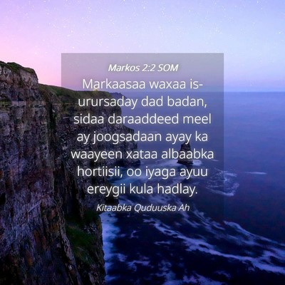 Picture 04 - Markos 2:2 SOM - Markaasaa waxaa is-urursaday dad badan, sidaa - Bible Verse Picture