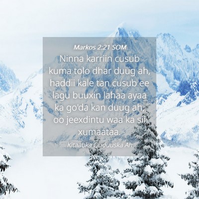 Picture 04 - Markos 2:21 SOM - Ninna karriin cusub kuma tolo dhar duug ah, - Bible Verse Picture