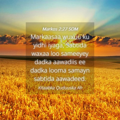 Picture 04 - Markos 2:27 SOM - Markaasaa wuxuu ku yidhi iyaga, Sabtida waxaa loo - Bible Verse Picture