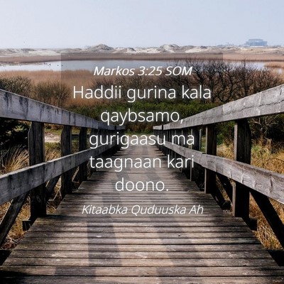 Picture 04 - Markos 3:25 SOM - Haddii gurina kala qaybsamo, gurigaasu ma - Bible Verse Picture