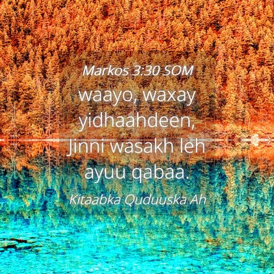 Picture 04 - Markos 3:30 SOM - waayo, waxay yidhaahdeen, Jinni wasakh leh ayuu - Bible Verse Picture