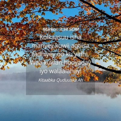 Picture 04 - Markos 3:34 SOM - Kolkaasuu isha mariyey kuwii agtiisa fadhiyey oo - Bible Verse Picture