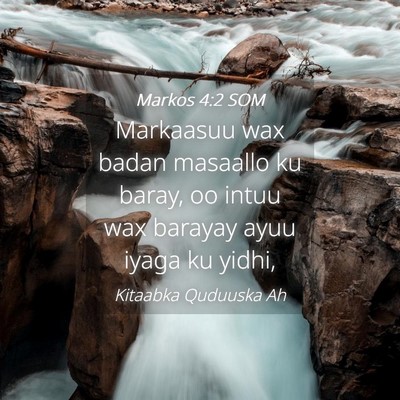 Picture 04 - Markos 4:2 SOM - Markaasuu wax badan masaallo ku baray, oo intuu - Bible Verse Picture