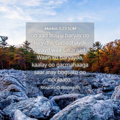 Picture 04 - Markos 5:23 SOM - oo aad buu u baryay oo ku yidhi, Gabadhaydii - Bible Verse Picture