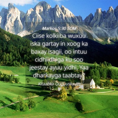 Picture 04 - Markos 5:30 SOM - Ciise kolkiiba wuxuu iska gartay in xoog ka baxay - Bible Verse Picture