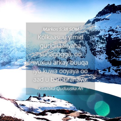 Picture 04 - Markos 5:38 SOM - Kolkaasuu yimid gurigii taliyaha sunagogga, oo - Bible Verse Picture