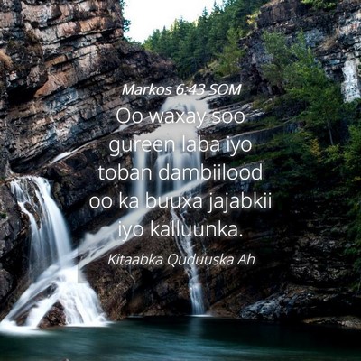 Picture 04 - Markos 6:43 SOM - Oo waxay soo gureen laba iyo toban dambiilood oo - Bible Verse Picture