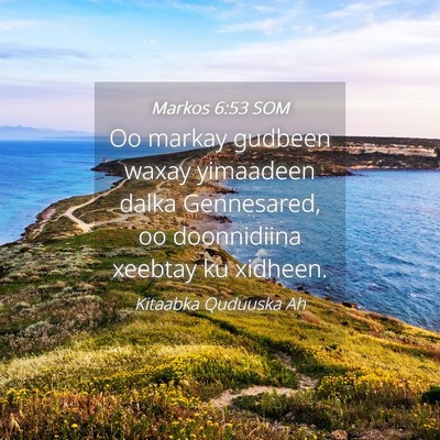 Picture 04 - Markos 6:53 SOM - Oo markay gudbeen waxay yimaadeen dalka - Bible Verse Picture