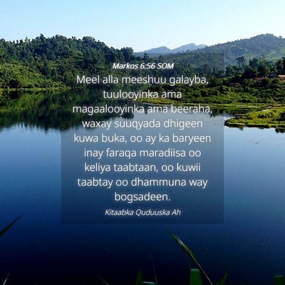 Picture 04 - Markos 6:56 SOM - Meel alla meeshuu galayba, tuulooyinka ama - Bible Verse Picture