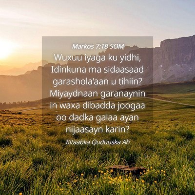Picture 04 - Markos 7:18 SOM - Wuxuu iyaga ku yidhi, Idinkuna ma sidaasaad - Bible Verse Picture