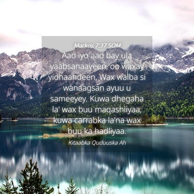Picture 04 - Markos 7:37 SOM - Aad iyo aad bay ula yaabsanaayeen, oo waxay - Bible Verse Picture